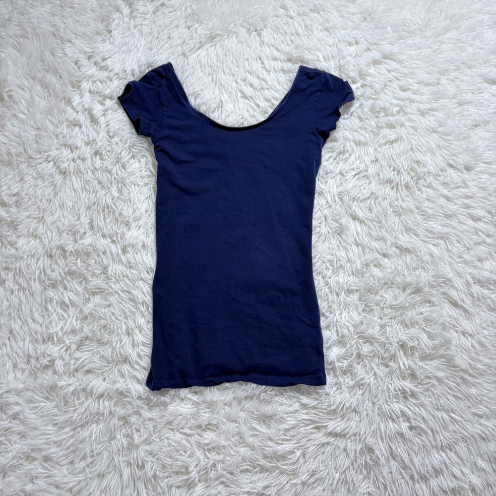 y2k navy blue off shoulder top small